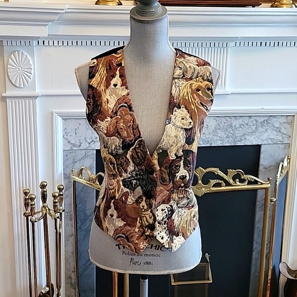 Vtg Tapestry Dog Vest - image 1